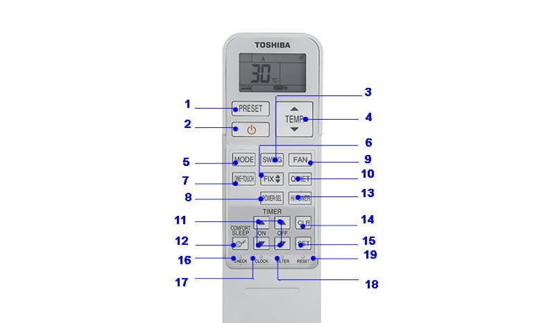 Hướng dẫn sử dụng điều khiển điều hòa Toshiba 2 chiều nội địa Nhật