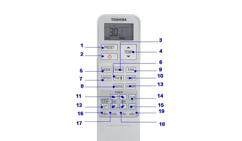Hướng dẫn sử dụng điều khiển điều hòa Toshiba 2 chiều nội địa Nhật